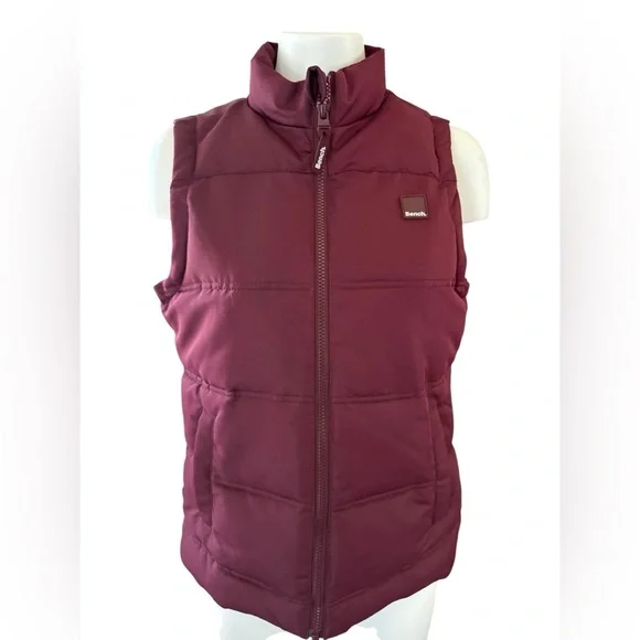 Bench Women's Burgundy Puffer Vest, Plum, like new, size Small - Picture 2 of 10